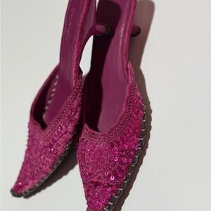 Elegant Pink Sequin Women's Shoes